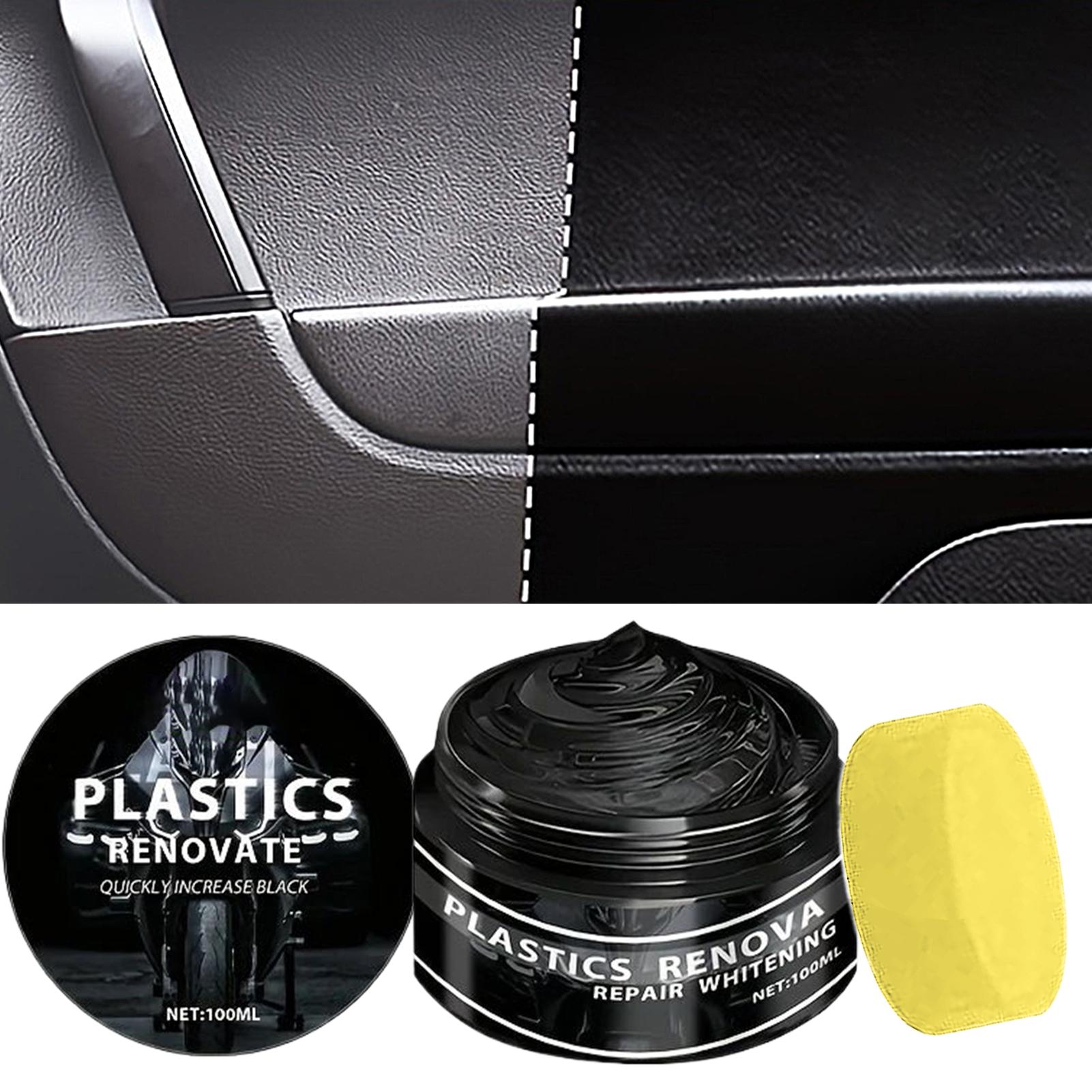 Trim Restorer Plastic - แว็กซ์ซ่อมแซมรถยนต์และมอเตอร์ไซค์อเนกประสงค์ 100 มล. ครีมซ่อมแซมพลาสติกและยางสำหรับตกแต่งภายในรถยนต์สีดำ แว็กซ์ซ่อมแซมรถยนต์